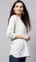  White Printed Tunic With Tucks