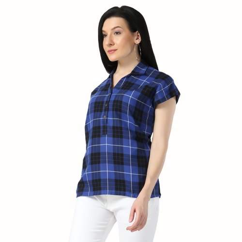 Fancy Blue Checks Ladies Shirt style Top