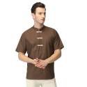 Short Sleeve Brown Plain Kurta for mens