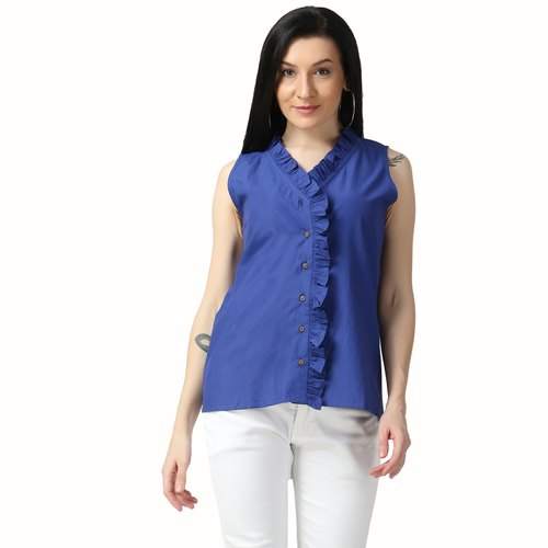 Sleeveless Ruffle designer Girls Shirt  by Olesia