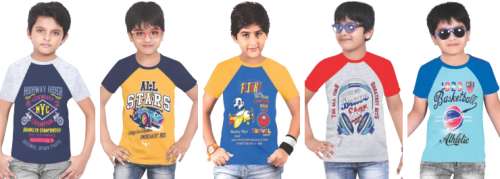 boys round printed neck t shirt by Pragadha Textile
