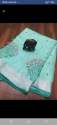 Designer Linen Embroidered Sky blue Saree