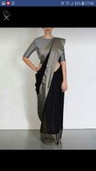 Fancy Black Cotton Silk Saree