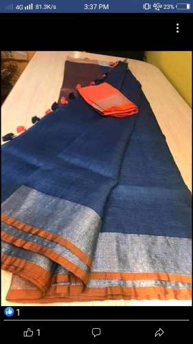 Fancy Blue cotton Silk Saree by Zeenat Handloom