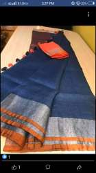 Fancy Blue cotton Silk Saree