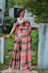 Fancy Chekred Formal wear Saree