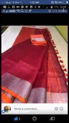 Fancy Cotton Silk Red Saree