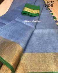 Grey Color Cotton Silk Saree