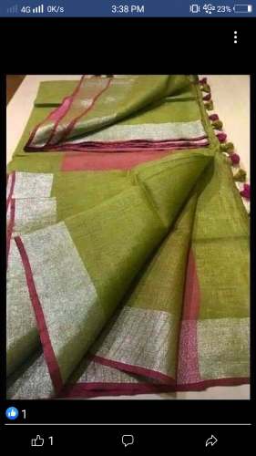 Party wear Green Linen Saree