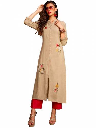 heavy reyon slub embroidery kurtis