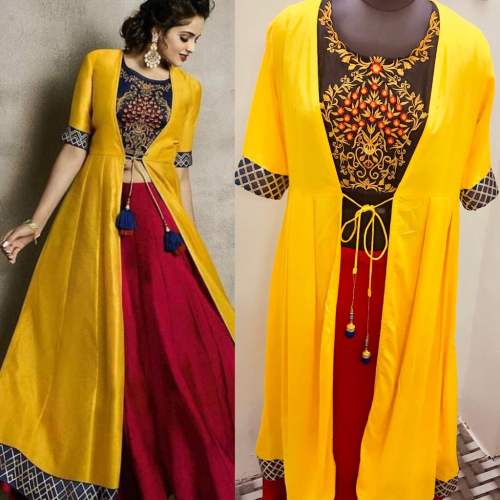 Rayon Embroidered Top Skirt and Shrug