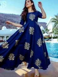 Rayon Gold print Long kurti