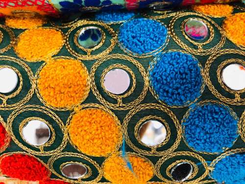 Designer Embroidered Mirror work Fabric by Shubham Creation