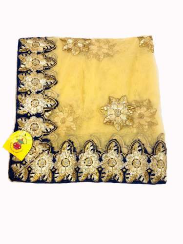 Designner Yellow Net Work Duppata