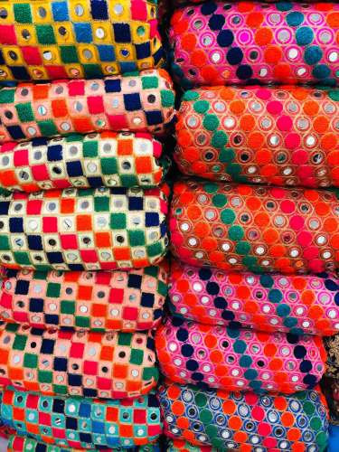 Fancy Mirror work Fabric by Shubham Creation