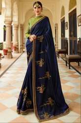 Designer blue Color Silk saree
