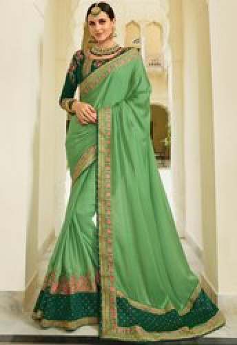 Designer Green Silk saree