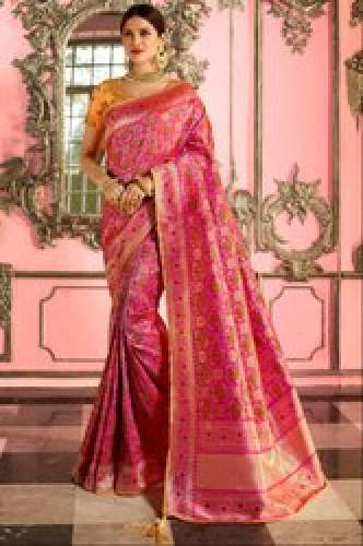 Designer Pink Silk Saree
