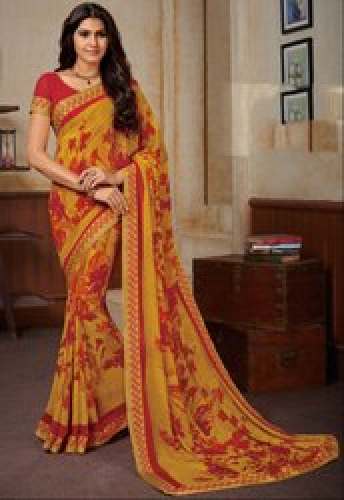 Mustard Color Georgette printed Saree