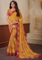 Yellow Georgette Printed Saree