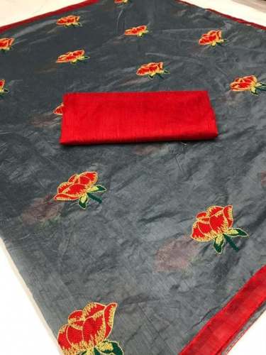 Designer Embroidered Chanderi saree 