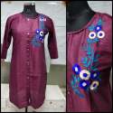 Designer Embroidered Khadi Cotton kurti thumb 3