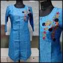 Designer Embroidered Khadi Cotton kurti thumb 7