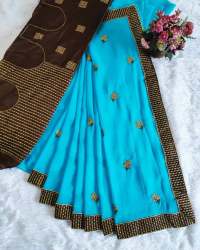 plain butti work saree