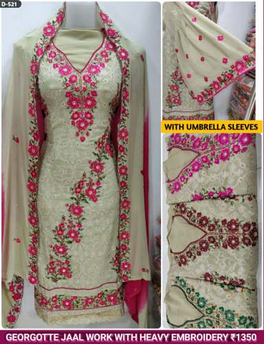 Georgotte suit jaal work with heavy embroidery 