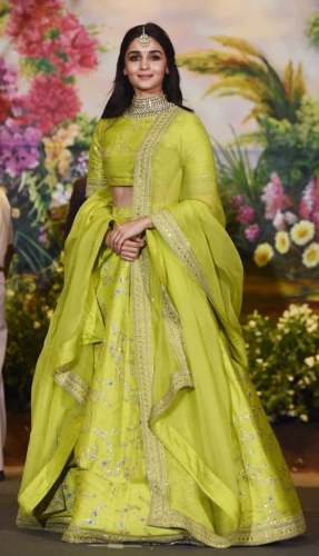 Alia Bhatt’s Lime Green Embroidered Lehenga by rms creation