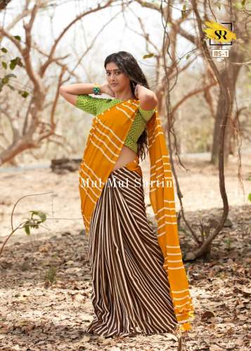 An attractive on Soft mul mul Sattin silk Saree