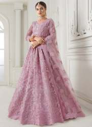 Baby Pink Heavily Embroidered Wedding Lehenga