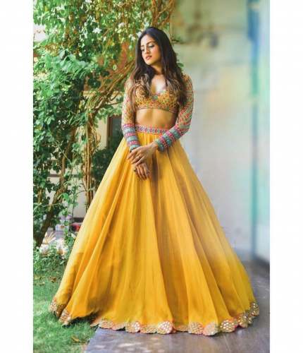 Designer Yellow Embroidered Lehenga Choli