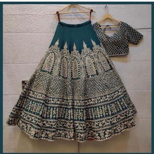 DRASTY GREEN PARTY WEAR WITH STONE WORK LEHENGA