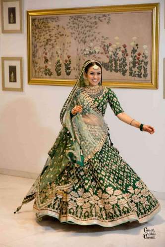 GREEN PARTYWEAR LEHENGA CHOLI