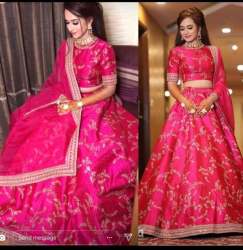Hot Pink Wedding Wear Embroidered Lehenga Choli