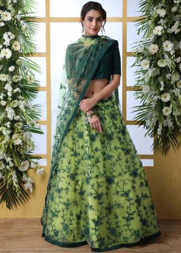 Light Green Embroidered Lehenga Choli by rms creation