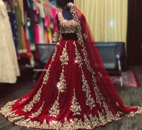 MAROON PARTY WEAR LEHENGHA CHOLI