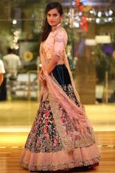 PEACH AND BLUE COLORED  LEHENGA CHOLI