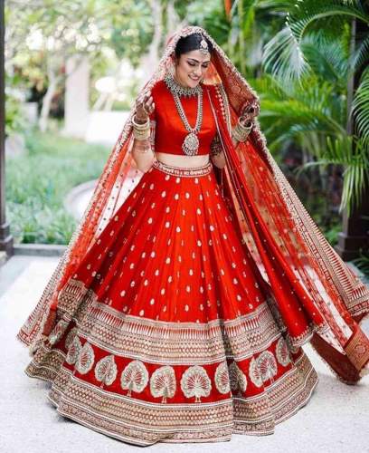 Party wear red lehenga deals
