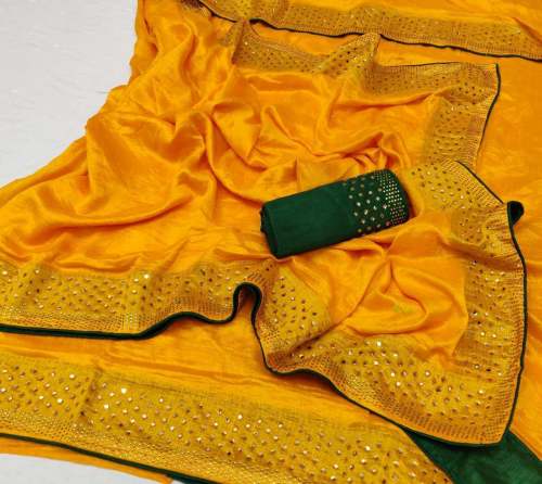 stone work silk Weaving Saree