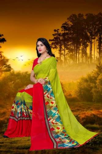 Women's Beautiful Printed Georgette Saree with 