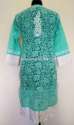 Green Brasso Chikankari Kurti with Lace thumb 1