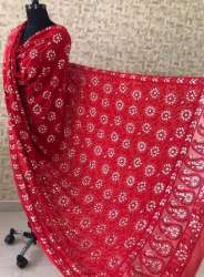 Lucknowi Chikankari Dupatta with Gota Patti Work