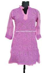 Purple Faux Georgette Chikan Kurti