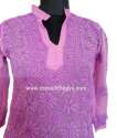 Purple Faux Georgette Chikan Kurti thumb 1