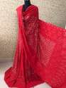 Red Lucknowi Chikankari Ring Mukaish Lehenga Set