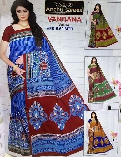 Fancy Cotton Voile Saree For Women by Sri Goutham Saree Centre