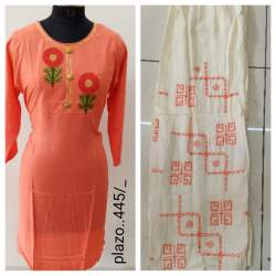 Fancy Orange Color Palazzo Kurti
