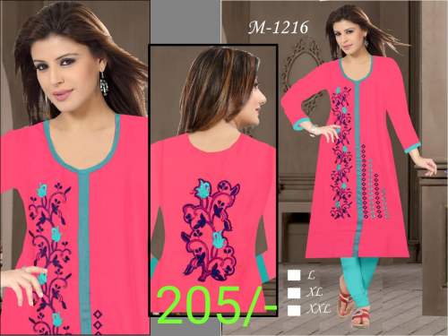 Fancy Pink Embroidered Kurti